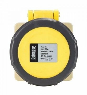 Defender E884308 IP67 16A 110V Socket - Yellow - Image 1 of 4