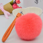 Coral 3.15" Soft Rabbit Fur Ball Fluffy Keychain Ring Handbag Car Accessories