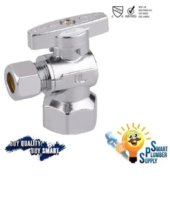Válvula de parada de ángulo de giro 1/4 3/8" OD x 1/2" rosca FIP latón (129-53S) - Imagen 1 de 1