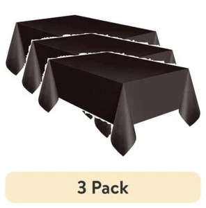 (3 pack) Way To Celebrate! Plastic Party Tablecloths, 108 x 54in, Black, 3ct - Picture 1 of 4