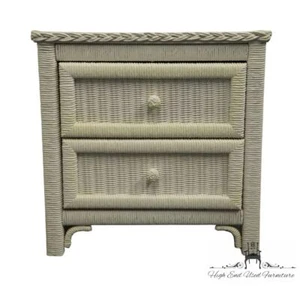 HENRY LINK White Wicker 24" Two Drawer Nightstand 299-621 - Picture 1 of 10