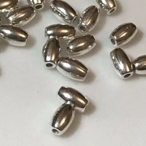 Tibetan Silver Spacer Beads Oval Rice Shape Smooth 6mm x 4mm 50pcs SPB25 - Picture 1 of 3