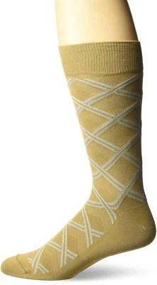 JM Dickens Mens Pima Cotton Diamonds Crisscross Dark Khaki Fashion Dress Socks  - Изображение 1 из 3