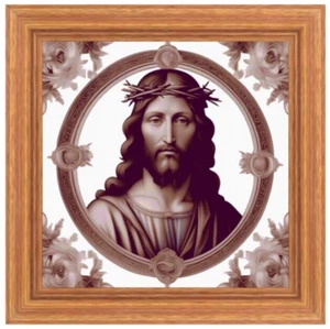 Jesus Christ Son of God with Roses Cross Stitch Design Chart, Photo LARGE Chart - Picture 1 of 7