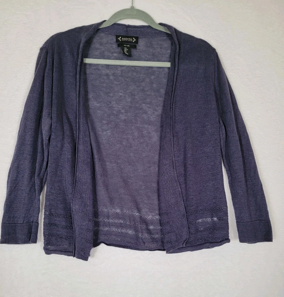 Cárdigan Suéter Nanette Lepore Mujer L 100% Lino Tejido Silencioso Lujo Preppy Foto 1 de 4