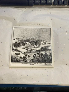 Azulejo cerámico vintage americano escena invierno mañana 6" cuadrado - Imagen 1 de 6