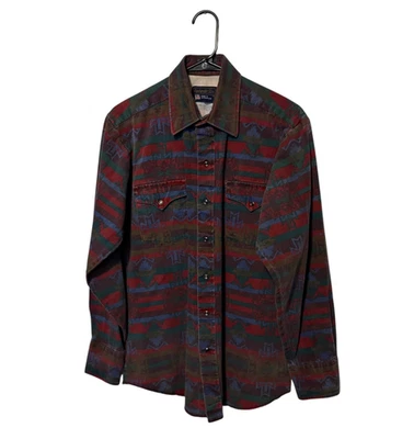 Panhandle Slim Shirt Mens Medium Red Blue Aztec Western Rodeo Ranch Pearl Snap - Image 1 of 4