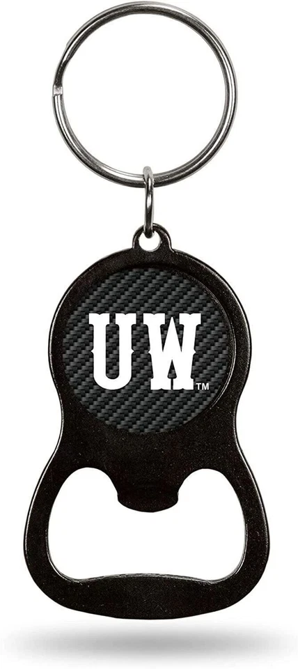 University of Wyoming Cowboys Keychain Bottle Opener Carbon Fiber Design Metal - Image 1 of 1