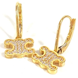CELINE Triomph logo Accessories Pierce Metal Gold - Imagen 1 de 5