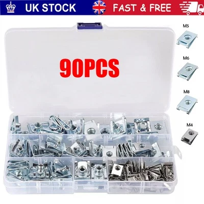 90X U Nut Spring Nuts M4 M5 M6 M8 Clips Fairing Panel Speed Chimney Spire Clamp