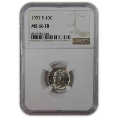 1937 S Mercury Dime MS 66 FB NGC Silver Uncirculated SKU:I23189 - Image 1 of 4