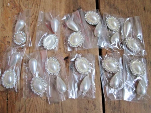 NUOVO lotto 12 gioielli moda perle pendenti spilla loop back strass argento - Foto 1 di 7