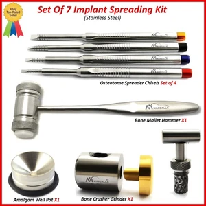 7er Set Zahn Implantat Spreizer Meißel Knochenschleifer Brecher Holzhammer Nylon - Bild 1 von 1