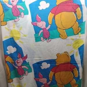 Vintage Winnie the Pooh Top Flat Twin Bed Sheet Piglet Sun and Clouds 1996 - Picture 1 of 6