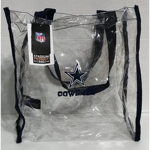 Dallas Cowboys Stadium Friendly Clear Tote Bag Navy Trim 12x12x5.5 Open Top New Cover