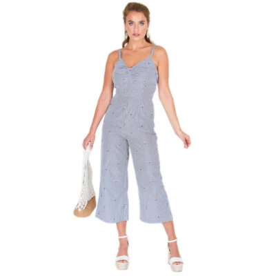 Voodoo Vixen Rockabilly Vintage Retro Overalls Jumpsuit - Andy Anchor Gestreift - Bild 1 von 4