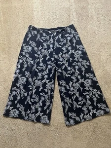 J.JILL Wearever Collection Floral Cropped Pant XL Navy blue - Picture 1 of 8
