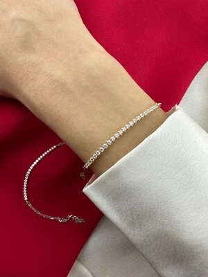 Теннисный браслет из настоящего золота 14 карат - Изображение 1 из 3