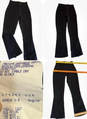 Pantalón de esquí estribo de colección para mujer 8 negro mezcla de lana frente plano elástico acampanado EE. UU. EVC Foto 1 de 4