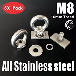 T Bolt Eye Nut tie down kit for Rhino Thule Yakima Pro Rola roof rack M8X8 Short - Bild 1 von 5