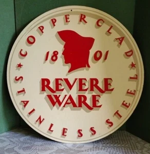 Vintage 50er 60er 1801 Revere Ware rund Ladenaufsteller Werbeschild Töpfe  - Bild 1 von 8