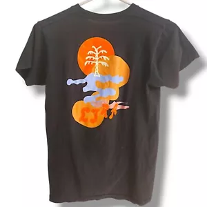 LIRA Palm Tree Sunset Tee Shirt Size S Black Short Sleeve Back Design Front Logo - Picture 1 of 9