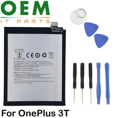 Per OnePlus 3T 1+3T batteria di ricambio 3400mAh 3.85V BLP633 con strumenti - Immagine 1 di 4