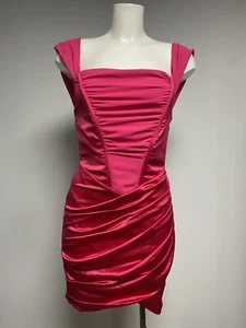 Corset Panel Satin Rouched Body Con Dress ex chainstore size small - Picture 1 of 5