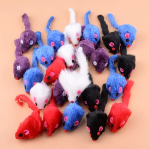 24pelzigen Maus Katzenspielzeug Kätzchen Fell Faux Mäuse Katze spielen Spielzeug - Bild 1 von 2