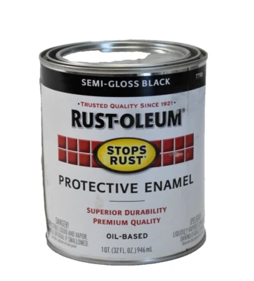 Rust-Oleum Protective Enamel Semi Gloss Black 1qt Oil Based Stops Rust 7798502 - Image 1 of 4