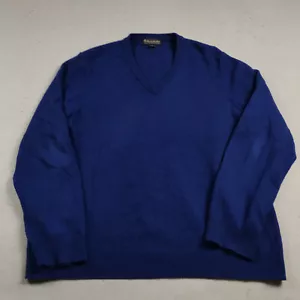 Brooks Brothers Sweater Mens XL Blue V Neck 3 Ply Scottish Cashmere Pullover - Picture 1 of 8