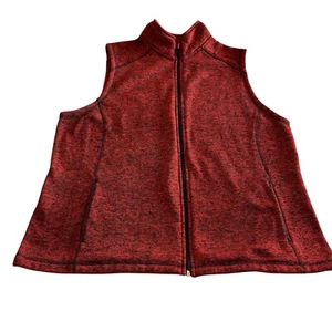 Exertek Womens 2X Collared Zip Up Fleece Vest Red Side Pockets - Picture 1 of 9