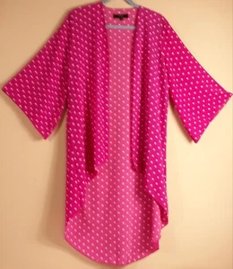 L & B Lucky & Blessed Women’s Small Orange Polka Dot Open Front Kimono Langolook - Picture 1 of 12