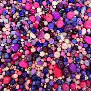 Half Pound Beads Pink Palace Plastic Small Medium Size Mixed Shapes Reclaimed - Picture 1 of 5