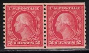 US Stamps Scott # 454 Red 2cent Washington Coil Pair Type II - Mint OG LH - Picture 1 of 2
