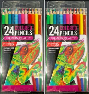 2 pkg x 24 Leisure Arts Premium Quality Pre-Sharpened Colored Pencils, non-toxic - Picture 1 of 5