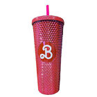 Barbiee Studded Tumbler Bling Bling Pink Barbi Cup Water Bottle With Straw, 24oz