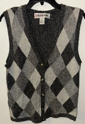 Chaleco Crystal Kobe Mujer Talla Mediana Angora Cabello de Conejo Seda Nylon Gris Botón  Foto 1 de 3