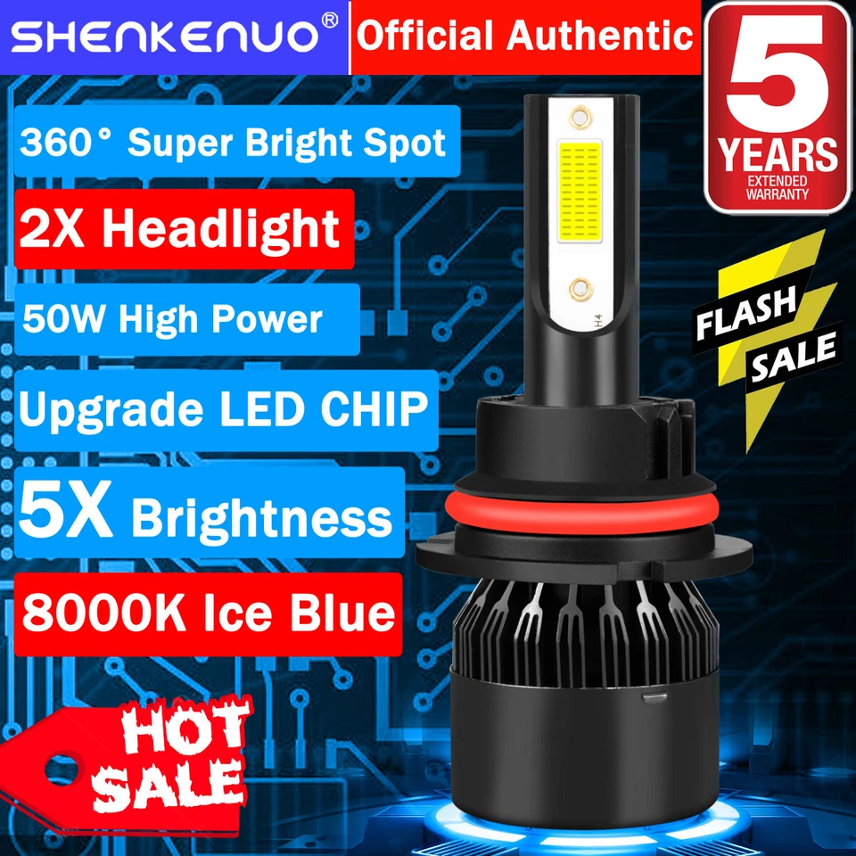 2x 8000K 9007 Faro LED Alto/Bajo COB Para Ford F-150 1992-2003 F-250 1992-1999 Foto 1 de 4