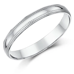 9ct Oro Blanco Anillo Peso Pesado Corte Forma Borde Millgrain Boda Bandas - Imagen 1 de 7