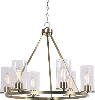 Kenroy 93576AB Hixon Contemporary 6 Light Chandelier Large Antique Brass - Image 1 of 2