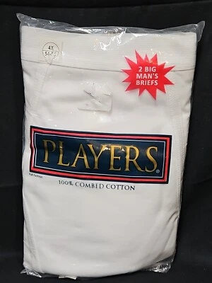 2 pack Pair Men's Players White Cotton Briefs Underwear 4X  54-56" Whitey Tighty - Image 1 of 4