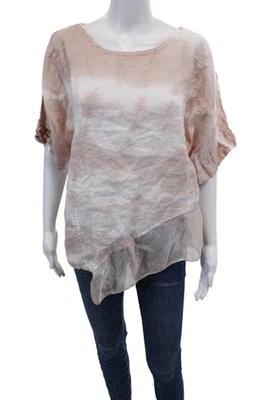 Blusa Saks Fifth Avenue Mujer Lino Estampado Tie Dye Rosa Blanco Talla Mediana Foto 1 de 4