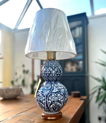 RALPH LAUREN Blue White Gourd Table Lamp Large 47x29 Luxury Designer Home £229 - Image 1 of 4