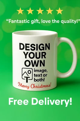 Personalised Mug Custom Cup Photo Logo Name Text Leavers Christmas Birthday Eid - Image 1 of 2