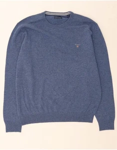 GANT Mens Crew Neck Jumper Sweater 2XL Blue Lambswool AE08 - Picture 1 of 3