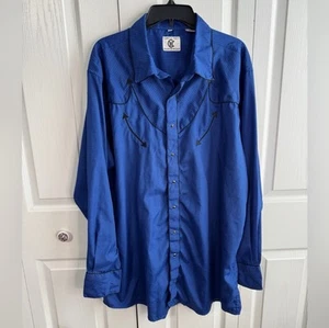 Corral West Ranchwear blau schwarz Gitter Karo kariert Perlen Druckknopf Herren Größe 2XLT - Bild 1 von 5
