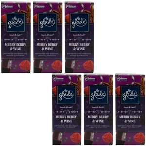 Glade Touch & Fresh Minispray Merry Berry & Wine 6 X 10ml Refill Pack Scent - Picture 1 of 4