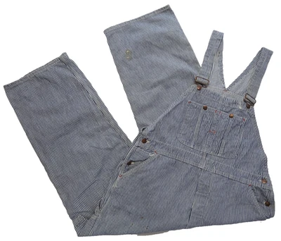Montgomery Ward 38 Railroad Hickory Stripe Bib Overall VTG 70s Union Made in USA - Image 1 of 4