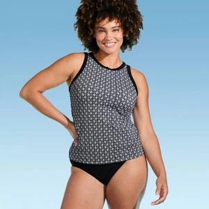 Lands' End Women's Geo Print High Neck Tankini Top - Picture 1 of 10